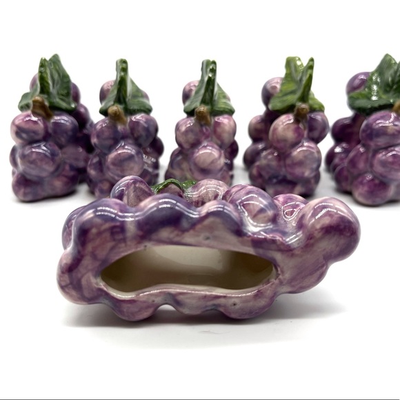 Vintage Ceramic Grapes Napkin Holder Fruit Wine - Picture 3 of 7
